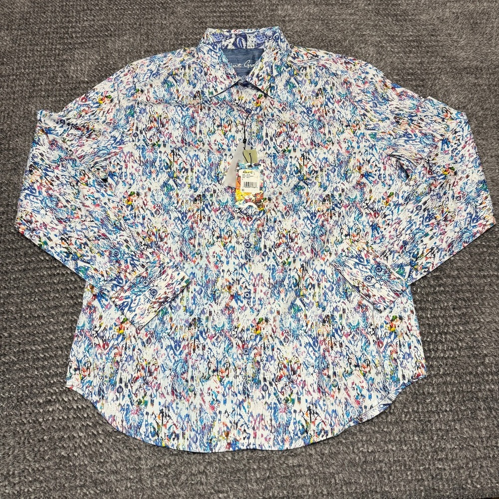 Robert Graham Mens Long Sleeveβ Button Up Shirt L Multicolor Classic Fit Stretch